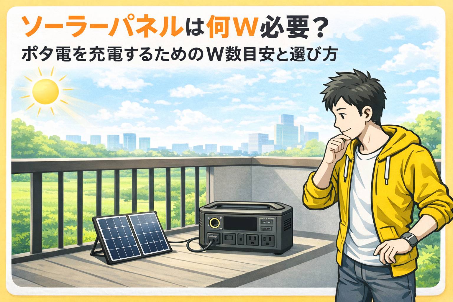 ソーラーパネルは何W必要？ポタ電を充電するためのW数目安と選び方【2026年版】